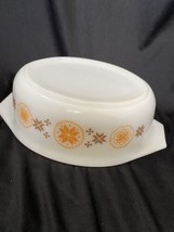 Vintage PYREX Town &amp; Country 1 1/2 QT Oval Casserole Brown Orange Design # 043  - $14.79