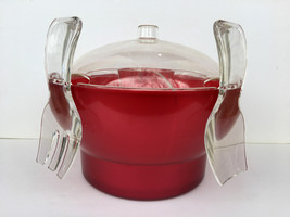 NEW Red Salad On Ice Serving Bowl w/ Divider, Ice Grate, Salad Tongs, K7066 - £22.37 GBP