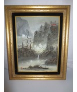 VTG SIGNED CHEN MAO SCHOOL WATERFALL LANDSCAPE  OIL HORSEHAIR PAINTING - £278.90 GBP