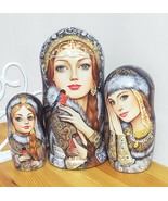 Matryoshka Winter Fairy Tale Snow Beauty Wooden Doll Nesting Doll author&#39;s - $300.89 CAD