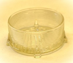 Clear Glass Depression Footed Powder Jar Ribbed Art Deco - $461.15 MXN