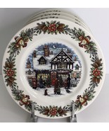 4 Dinner Plates 11” Royal Stafford Christmas Toy Shop Winter Snow NEW - $74.40 CAD