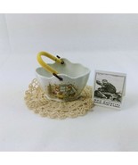 Candy Dish Basket Ceramic with Handle Bunny Motif Wicks N Sticks Japan - £24.74 GBP