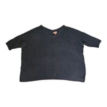 Evri Women&#39;s Oversized Pullover Black Sweater V-Neck Long Length Side Sl... - £19.09 GBP