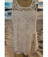 David&#39;s Place White Lace Sleeveless Top  Lined  Large - $237.82 MXN