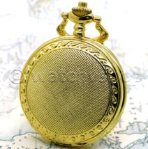 Pocket Watch Gold Color 47 mm for Men Fob Chain Arabic Numbers Gold Dial P138 - £16.14 GBP