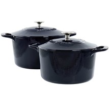 Martha Stewart 2 Piece Enameled Cast Iron Dutch Oven Set with lid in Navy - £111.04 GBP