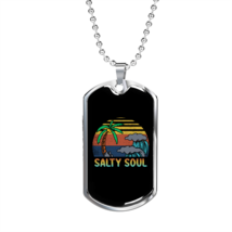 Camper Necklace Salty Soul Beach Necklace Stainless Steel or 18k Gold Dog Tag 2 - £37.92 GBP+