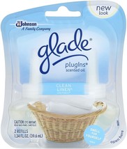 Glade Plugins Scented Oil Clean Linen Refill 1.34 Fluid Ounce 2 Count (Pack of 5 - £30.36 GBP