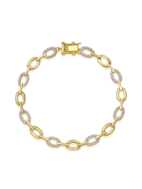 Authentic Crislu Pave Oval Link Bracelet in Gold - £159.06 GBP