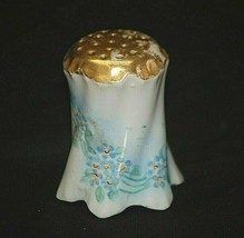 Old Vintage Porcelain Single Salt or Pepper Shaker White w Blue Floral G... - £7.11 GBP