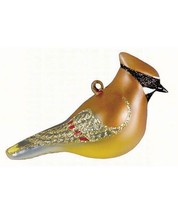 Cedar Waxwing Blown Glass Handcrafted Bird Christmas Ornament NIB - $21.77
