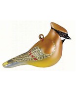 Cedar Waxwing Blown Glass Handcrafted Bird Christmas Ornament NIB - $21.77