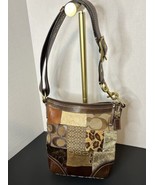 Coach Patchwork Signature Fabric Leather Tan/Brown Vintage Crossbody Purse Bag - $74.24