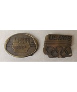 USA Olympic Brass Belt Buckle Lot of Two 1984 &amp; 1988 - £19.56 GBP