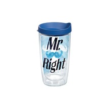 Tervis Mr. Right Mustache 16 oz. Tumbler W/ Lid Blue Cup NEW - £8.78 GBP