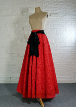 Women RED Pleated Maxi Skirt Long Red Party Skirt Outfit Custom Plus Size image 6