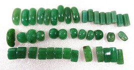 Lot of 42pc natural green Aventurine polished checkered beads for jewelry crafts - £19.90 GBP