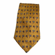 Tommy Hilfiger Men&#39;s Tie 100% Silk Orange Tropical Palm Trees Necktie 62&quot; L - £11.04 GBP