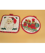 Vintage Potholders Santa and Marching Bears Christmas Set of 2 - $14.24