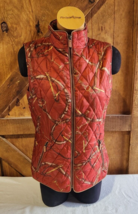 TALBOTS Womens Red Gold Chain Print Quilted Puffer vest Jacket Size Small - $44.88