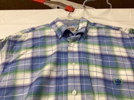 Cinch Shirt Men&#39;s Small Western Plaid Button Up Long Sleeve Checkered Blue Green - £14.17 GBP