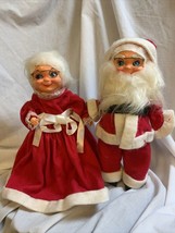 Vintage Santa &amp; Mrs. Claus Soap Bottle Dolls Handcrafted Christmas Decor Figures - £13.47 GBP