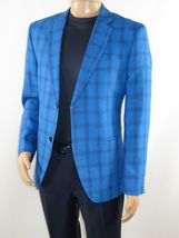 Mens 100% Linen Sport Coat Plaid Design INSERCH Fully Lined 660131 Royal Blue image 7