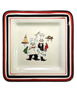 Tabletops Gallery Square 8.75” Platter 3 Chefs White With Black &amp; Red Bo... - $31.44 CAD