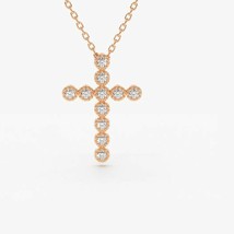 0.30Ct Simulated Diamond Cross Religious Pendant Necklace 14k Rose Gold Plated - £137.52 GBP