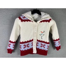 Christmas Disney Sweater Olaf Frozen Girls Size Small Holiday Knit Fleece White - £29.21 GBP