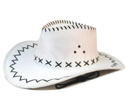 6 WHITE LEATHER COWBOY HAT  hats western wear unisex BULK LOT cowgirl me... - £21.32 GBP