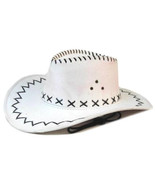 6 WHITE LEATHER COWBOY HAT  hats western wear unisex BULK LOT cowgirl me... - $519.77 MXN