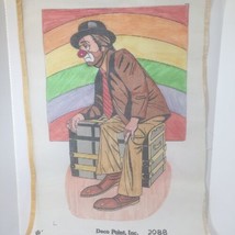 Sad Clown Sitting on Trunk Needlepoint Canvas Deco Point 19.5&quot; x 27.5&quot; 1... - $39.58