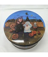 5.5&quot; Michael&#39;s Halloween Ghost Witch Pumpkin Skeleton Spooky Scene Tin - $11.58