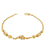 22ct Yellow Gold Sparkly Glitter Ball &amp; Textured Diamond Cut Beaded Brac... - $18,151.10 MXN