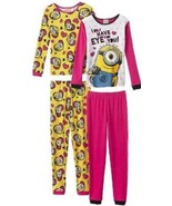 Girls Pajamas Despicable Me Minions 4 Pc Long Sleeve Shirts &amp; Pants Set-... - £18.10 GBP