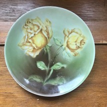 Vintage Weimar Germany Marked Small Painted Double Yellow Rose Flower Pl... - £6.75 GBP