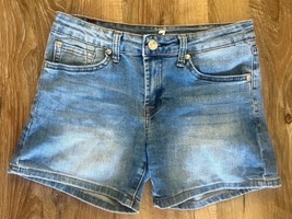 7 For All Mankind Girls Blue Denim Button Front Shorts Size 14 EUC - $14.85