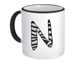 Monogram Letter N : Gift Mug Zebra Letter Initial ABC Animal Print Gift - $15.90