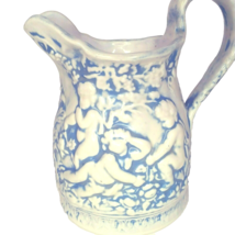 Vintage Cherub Pitcher Jug 6&quot; Off-white Blue by NC Outer Banks Craft Studio 1973 - £8.37 GBP