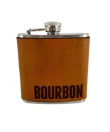 Bourbon Handmade Leather Hip Flask Holster &amp; 6 oz Stainless Steel Flask ... - £33.16 GBP