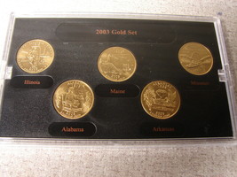 2003 Gold Plated State Quarter 5 piece set in case IL,AL,ME,AR,MO - £6.87 GBP
