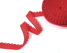 Near 1/2&quot; / 11mm wide 5-50 yds Red Cotton Blend Scalloped Crochet Lace L591 - £4.69 GBP+
