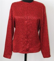 Evan Picone Red Blouse Black 12  Polka Dots Polyester Long Sleeve NEW - £27.02 GBP