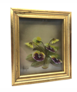 Edmond J. Nogar Original Dimensional Oil Painting On Glass Art PANSIES V... - $2,636.65 MXN