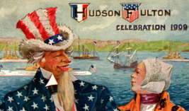 Uncle Sam Postcard Hudson Fulton Celebration 1909 Ships Boats Bernhard Wall - £14.57 GBP