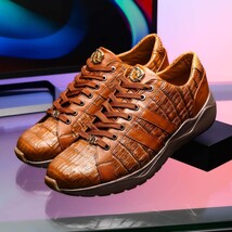 Nino Bay Genuine Caiman crocodile Fashion Sneaker Brown Apache image 9