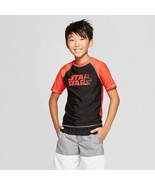 Star Wars ~ Boys XS 4/5 ~ Orange &amp; Black ~ Rash Guard ~ Swim Shirt - $20.46 CAD