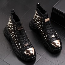 italian brand designer mens casual hip hop punk dresses rivets boots breathable  - £92.14 GBP
